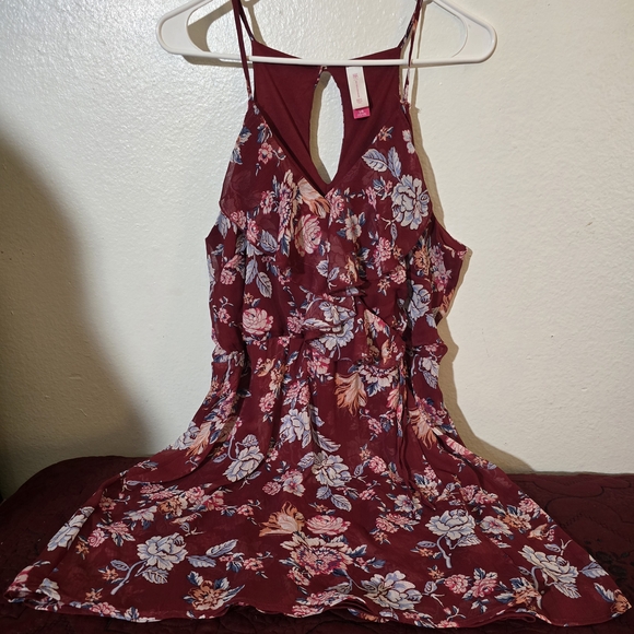 No Boundaries Dresses & Skirts - No Boundaries Burgundy Floral Ruffle Dress